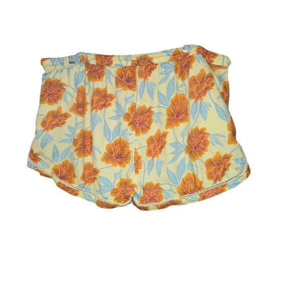Pact Womens XL Organic Cotton Floral Shorts Yellow Boho Eco-Friendly Beach Comfy - Picture 3 of 15